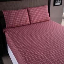 Jogo de Lençol 3 Pçs Casal King Grid Percal 200 Fios com Elástico Jogo de Lençol 3 Pçs Casal King Grid Percal 200 Fios com Elástico