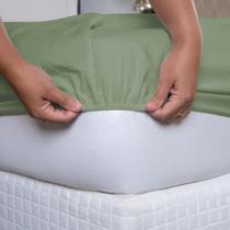 Jogo de Lençol 3 Pçs Casal Padrão Dia a Dia Simples Liso Percal 180 Fios com Elástico Verde Cana