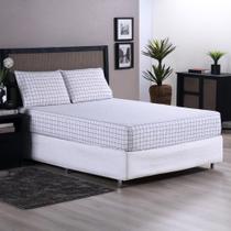 Jogo de Lençol 3 Pçs Casal Padrão Grid Percal 200 Fios com Elástico