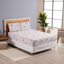 Jogo de Lençol 3 Pçs Casal Queen Dia a Dia Simples Estampado Percal 180 Fios com Elástico