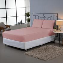 Jogo de Lençol 3 Pçs Casal Queen Dia a Dia Simples Liso Percal 180 Fios com Elástico