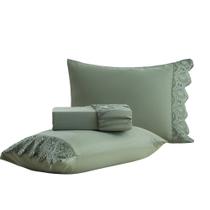 Jogo de Lençol 3 Pçs King 300 Fios percal Bordado Verde Jogo de Lençol 3 Pçs King 300 Fios percal Bordado Verde