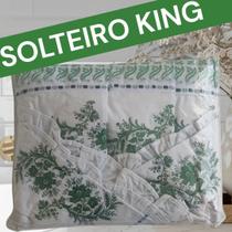 Jogo de Lençol 3 Pçs Solteiro KING Bordado Verde Natureza 160 fios, 100 por cento Algodão