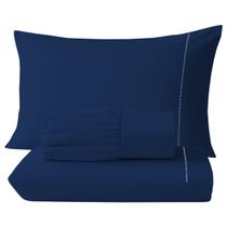 Jogo de Lençol 3 Peças 400 Fios Ponto Palito Cama Solteiro Casal Queen King Micropercal Várias Cores