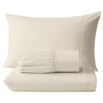 Jogo de Lençol 3 Peças 400 Fios Ponto Palito Cama Solteiro Casal Queen King Micropercal Várias Cores