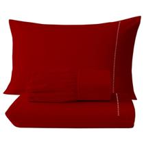 Jogo de Lençol 3 Peças 400 Fios Ponto Palito Cama Solteiro Casal Queen King Micropercal Várias Cores