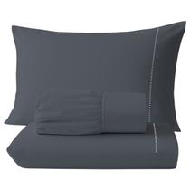 Jogo de Lençol 3 Peças 400 Fios Ponto Palito Cama Solteiro Casal Queen King Micropercal Várias Cores