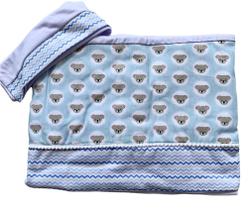 Jogo de Lençol 3 Peças Berço Americano Koala Azul Claro