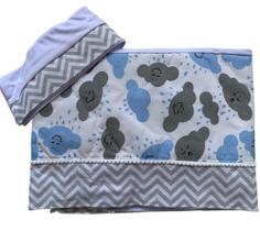 Jogo de Lençol 3 Peças Berço Americano Nuvem Azul Claro