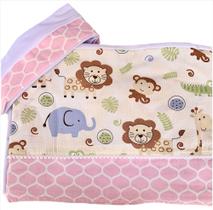 Jogo de Lençol 3 Peças Berço Americano Safari Rosa