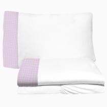 Jogo de Lençol 3 Peças Cama Júnior Malha 100% Algodão Quadrados 06 Branco Arrumadinho
