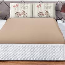 Jogo de Lençol 3 Peças Elástico 180 Fios Cama Macio com Fronha Estampada Digital Decorativa