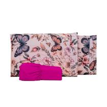 Jogo de Lençol 3 Peças Estampado Borboleta Micro Percal Solteiro Casal Queen King