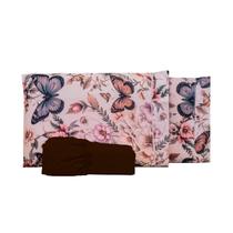 Jogo de Lençol 3 Peças Estampado Borboleta Micro Percal Solteiro Casal Queen King