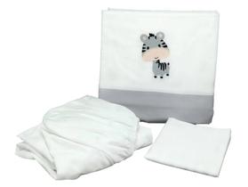 Jogo de Lençol 3 Peças Mini Berço Bordado Zebra Jogo de Lençol 3 Peças Mini Berço Bordado Zebra