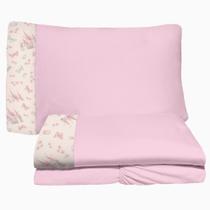 Jogo de Lençol 3 Peças Mini Cama Castelo Rosa 100% Algodão Arrumadinho Enxovais Jogo de Lençol 3 Peças Mini Cama Castelo Rosa 100% Algodão Arrumadinho Enxovais