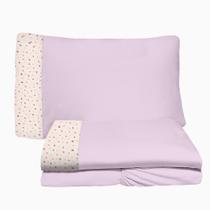 Jogo de Lençol 3 Peças Mini Cama Coraçõezinhos Lilás 100% Algodão Arrumadinho Enxovais