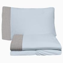 Jogo de Lençol 3 Peças Mini Cama Malha 100% Algodão Quadrados 01 Cinza Arrumadinho