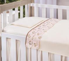Jogo de lençol - 3 peças para berço bebê - (floresta) safari rosa - menina - MEDINA CONFECÇÕES