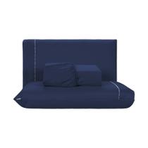 Jogo De Lençol 3 Peças Queen Percal 200 Fios De Poliéster Sleep 100% Poliéster - Azul Marinho