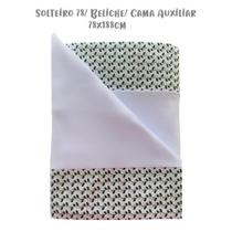 Jogo de Lençol 3 Peças Solteiro 78 Beliche Folhas Verde Malha Branca Arrumadinho Enxovais