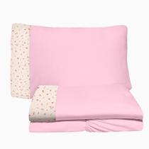 Jogo de Lençol 3 Peças Solteiro 78cm Cama Auxiliar Bee Rosa 100% Algodão Arrumadinho Enxovais Jogo de Lençol 3 Peças Solteiro 78cm Cama Auxiliar Bee Rosa 100% Algodão Arrumadinho Enxovais