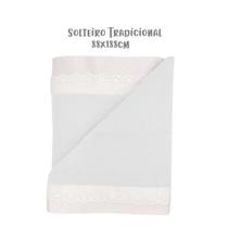 Jogo de Lençol 3 Peças Solteiro 88cm Malha Bordado Inglês Branco Arrumadinho Enxovais