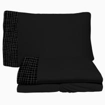 Jogo de Lençol 3 Peças Solteiro Viúva 1,20 Quadrados 02 Preto Arrumadinho Enxovais