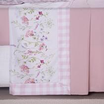 Jogo de Lençol 4 Pçs Casal Queen Lily Completo Micropercal 300 Fios Estampa Digital Rosa