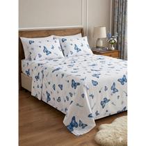 Jogo de lençol 4 peças butterfly blue Percal 180 fios ótima qualidade promoção