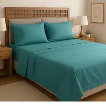 Jogo de Lençol 4 Peças com VIRA Elegante - 400 Fios Macio Casal/Queen/King/Solteiro