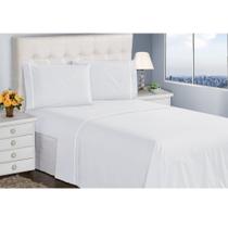 Jogo de Lençol 400 Fios 4 Peças Branco Ponto Palito Casa Dona
