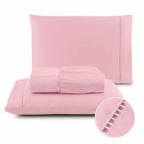 Jogo de Lençol 400 fios MicroPercall Ponto Palito Tamanho:QueenCor:Rosa Bebê