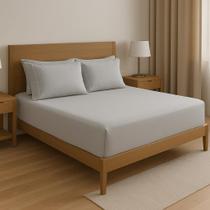 Jogo De Lençol 400 Fios Percal Poliéster Liso Toque Macio com Elástico Diversos Tamanho Solteiro Casal Queen King Size