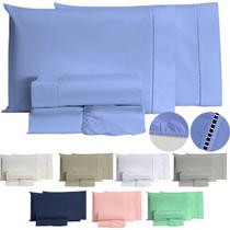 Jogo De Lençol 400 Fios Ponto Palito Cama Solteiro Casal Queen King Toque Macio Completo 3 e 4 Peças