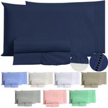 Jogo De Lençol 400 Fios Ponto Palito Cama Solteiro Casal Queen King Toque Macio Completo 3 e 4 Peças