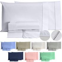 Jogo De Lençol 400 Fios Ponto Palito Cama Solteiro Casal Queen King Toque Macio Completo 3 e 4 Peças