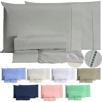 Jogo De Lençol 400 Fios Ponto Palito Cama Solteiro Casal Queen King Toque Macio Completo 3 e 4 Peças