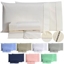 Jogo De Lençol 400 Fios Ponto Palito Cama Solteiro Casal Queen King Toque Macio Completo 3 e 4 Peças