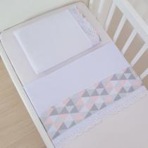 Jogo de Lençol Algodão 3 peças para Mini Berço Bebê Menina Jogo de Lençol Algodão 3 peças para Mini Berço Bebê Menina