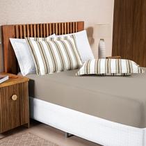 Jogo de Lençol Algodão King Marin 03 Peças Caqui