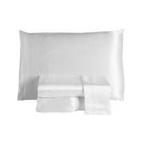 Jogo de Lençol Arya Casal 4 Peças Cetim Charmousse Brilhante Macio - Branco - 100% Poliéster Jogo de Lençol Arya Casal 4 Peças Cetim Charmousse Brilhante Macio - Branco - 100% Poliéster