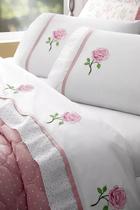 Jogo De Lençol Athena Cama Casal Queen 4Pçs Bordado Branco