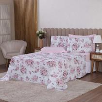 Jogo De Lençol Beatriz Queen 4 Peças Percal 180 Fios 100% Algodão Ponto Palito - Rosa Floral Jogo De Lençol Beatriz Queen 4 Peças Percal 180 Fios 100% Algodão Ponto Palito - Rosa Floral