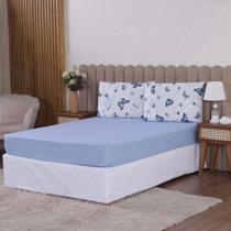 Jogo De Lençol Beatriz Solteiro 2 Peças Percal 180 Fios 100% Algodão Ponto Palito - Azul Borboleta Jogo De Lençol Beatriz Solteiro 2 Peças Percal 180 Fios 100% Algodão Ponto Palito - Azul Borboleta