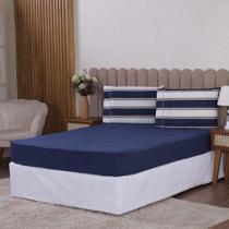 Jogo De Lençol Beatriz Solteiro 2 Peças Percal 180 Fios 100% Algodão Ponto Palito - Azul Marinho Jogo De Lençol Beatriz Solteiro 2 Peças Percal 180 Fios 100% Algodão Ponto Palito - Azul Marinho