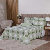 Jogo De Lençol Beatriz Solteiro 3 Peças Percal 180 Fios 100% Algodão Ponto Palito - Verde Xadrez Jogo De Lençol Beatriz Solteiro 3 Peças Percal 180 Fios 100% Algodão Ponto Palito - Verde Xadrez