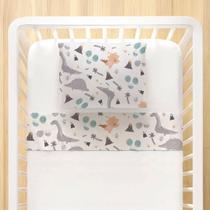 Jogo de Lençol Bebê Berço Americano 3 Peças Verde Dinossauro