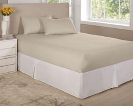 Jogo De Lençol Bege Cama Solteiro 2 Peças Algodão Percal 150 Fios