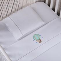 Jogo de Lençol Berço 3 Peças com Elástico Bordado Ponto Palito Várias Cores e Modelos